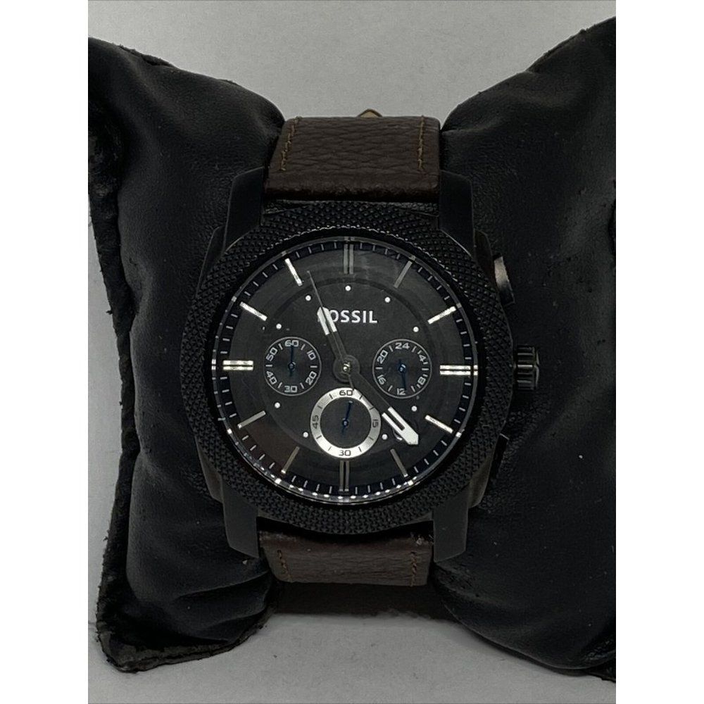 FossilโMachine FS4552 Men's Brown Leather Analog B